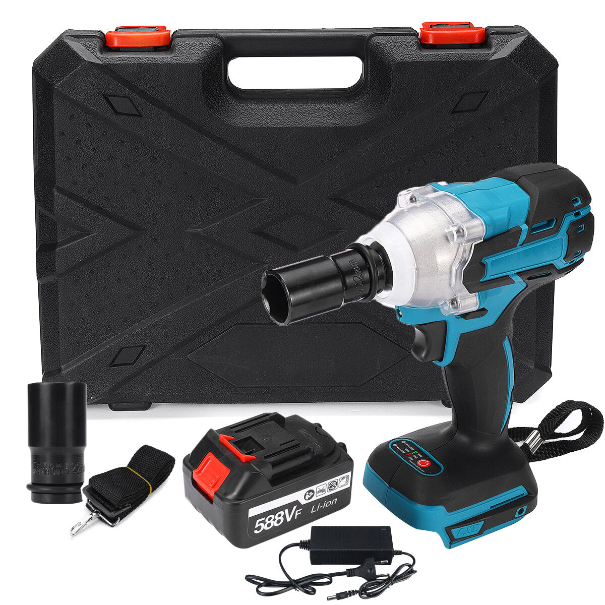 588VF 4000rpm Impact Wrench Brushless Cordless Rechargeable Electric Wrench Drill Socket