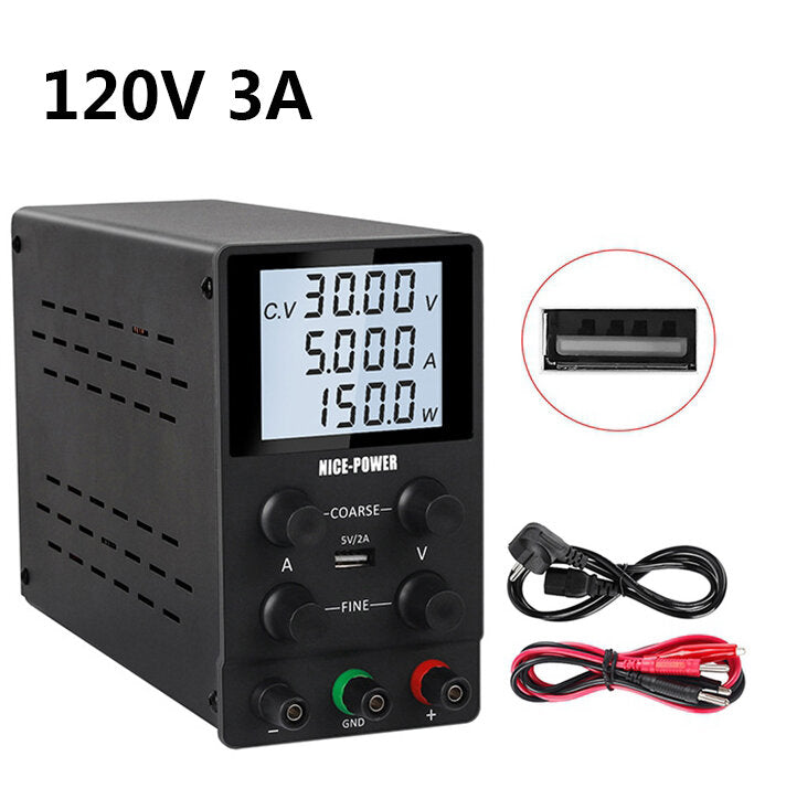 0-120V 0-3A Adjustable Lab Switching Power Supply DC Laboratory Voltage Regulated Bench Digital Display DC12V Power Supply Maintain
