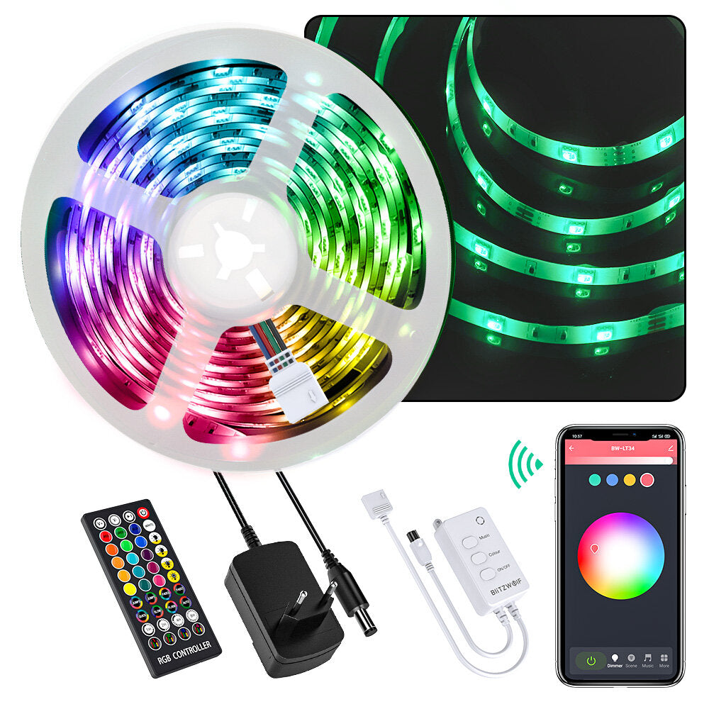 Music LED Strip Kit + EU/US Plug + 40 keys IR Remote Control Works with Alexa Google Assistant Christmas Decorations Clearance Christmas Lights