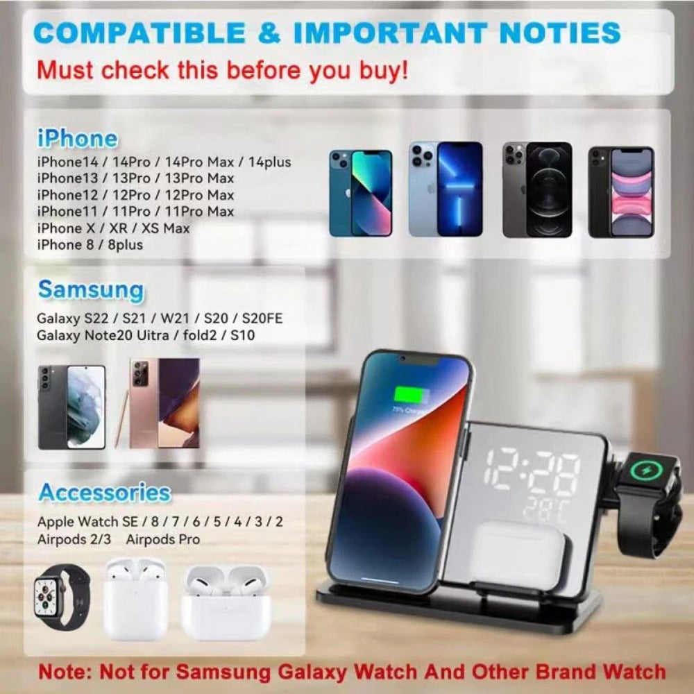 Fast Wireless Charging Pad W669 - 10W/15W for Phones, 5W for Headphones, 2W for Apple Watch, Compact & Lightweight Design