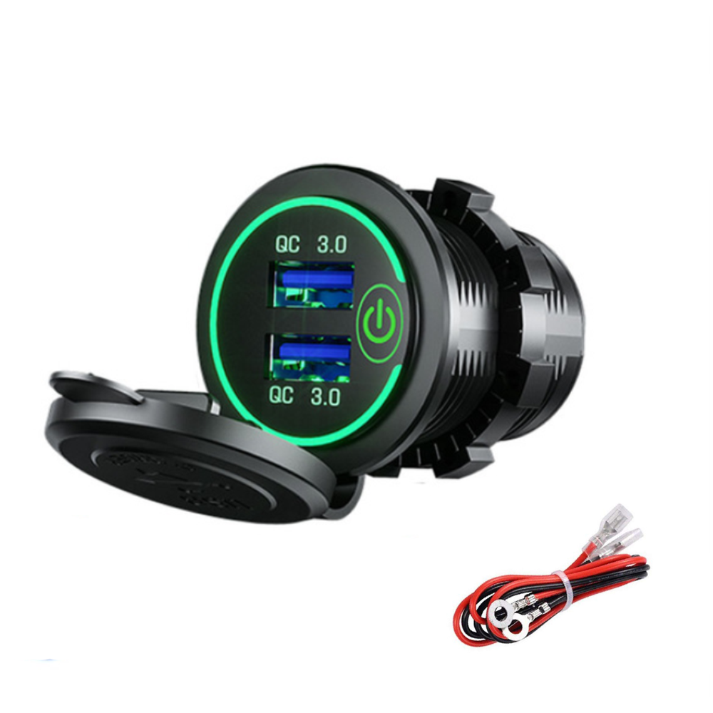 12-24V Touch Switch Fast Charger Socket Voltmeter Dual USB LED Digital Display Voltage
