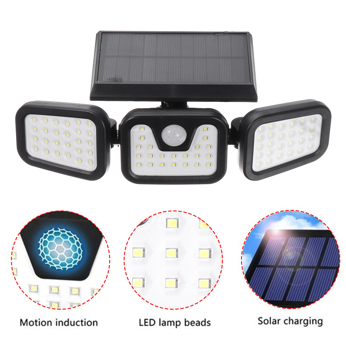 74LED Waterproof Solar Power PIR Motion Sensor Wall Light Outdoor Garden Lamp
