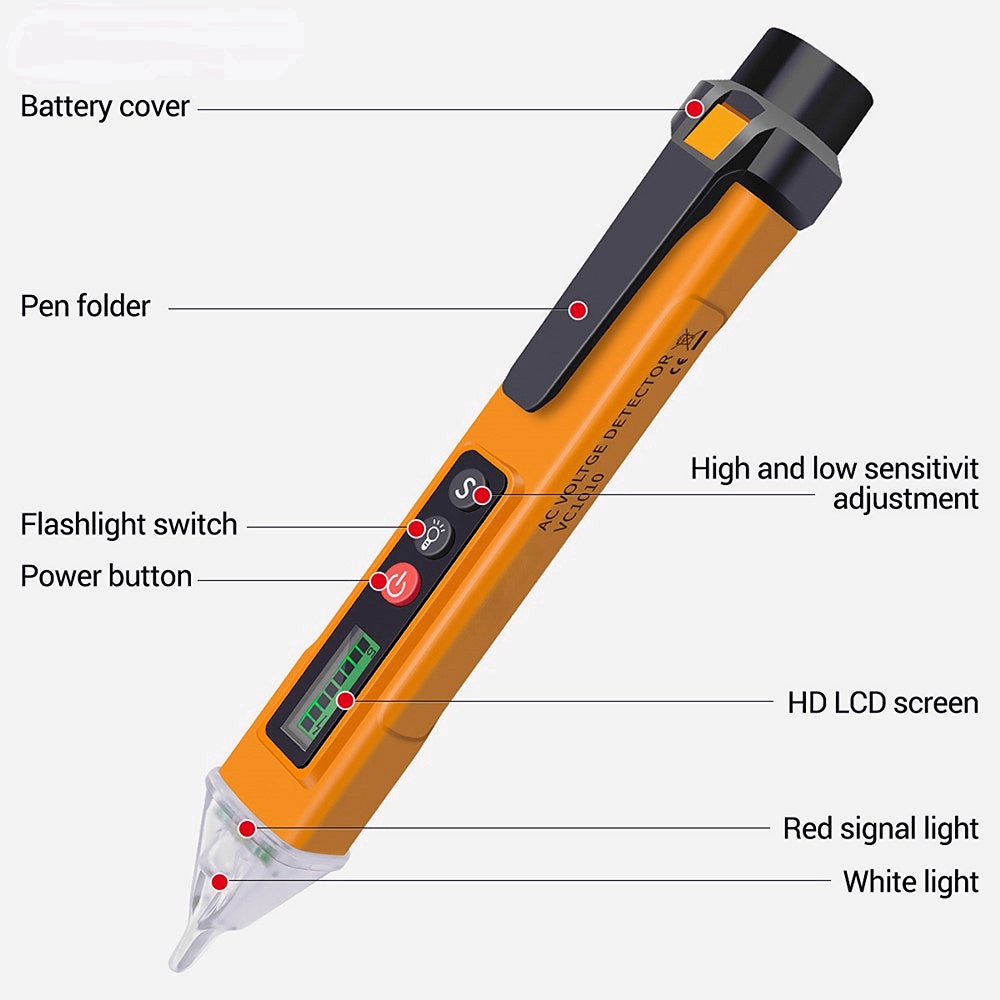 Non Contact Electrical Tester Pen Digital AC/DC Voltage Detector 12-1000V Current