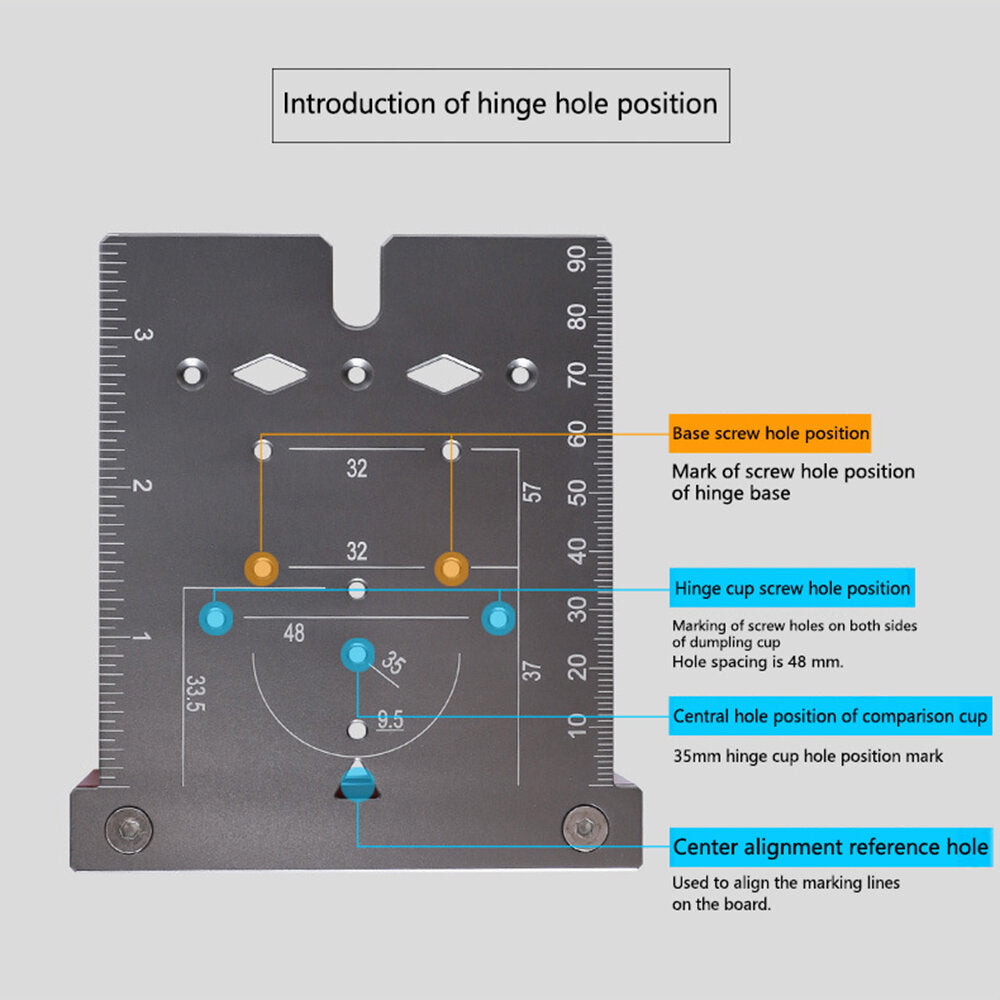 3-in-1 Punch Locator Board for Marking, Positioning & Line-Drawing - Durable Aluminum Alloy, Portable for Woodworking