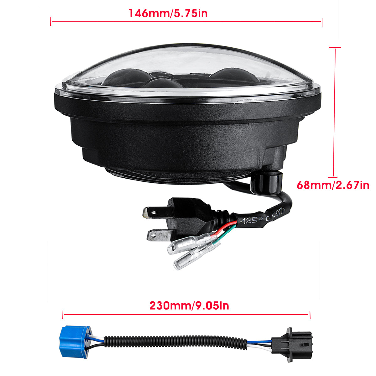 5.75" 75W 6000K DRL Amber Halo Angle Eyes Projector LED Round Headlights Low/High Beam Turn signal Light