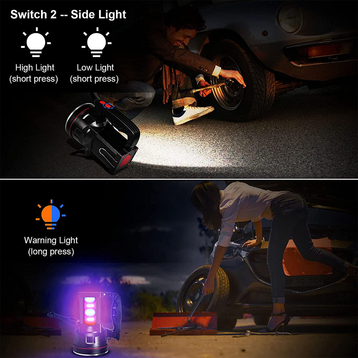 Portable LED Flashlight Strong Light Searchlight USB Charging Led Torch With Power Display