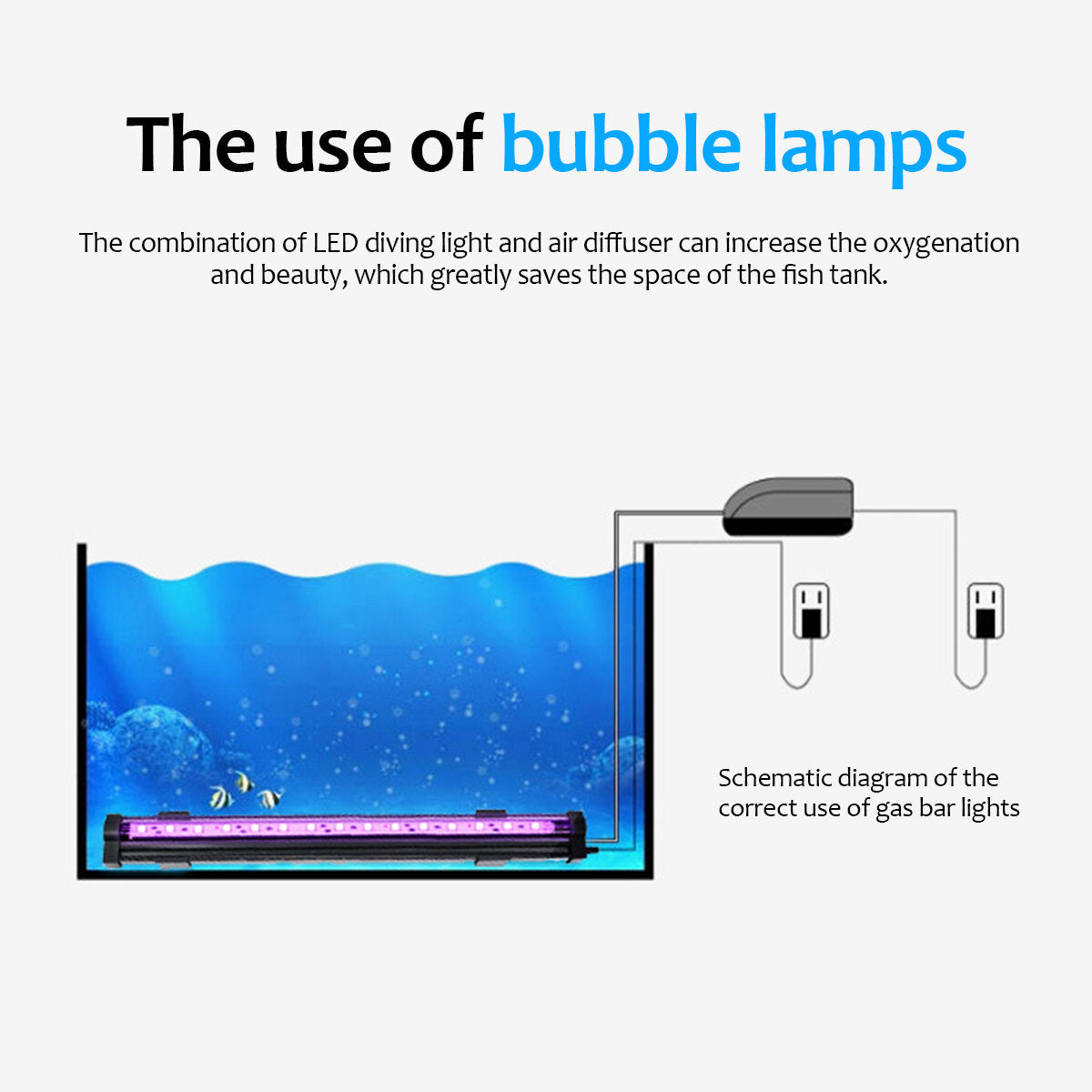 Fish Aquarium Tank Underwater Submersible RGB Color Change LED Air Bubble Light