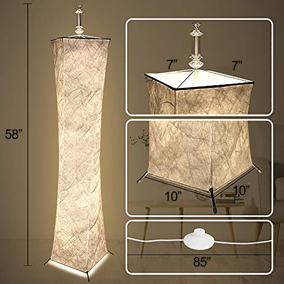 12V LED Floor Lamp Remote Control RGB Color Changing 58" Height Bulbs for Livingroomish