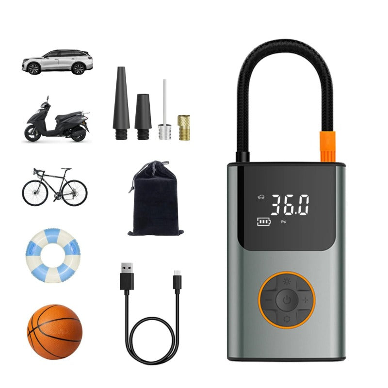 150PSI Fast Bike Pump - 5 Modes, 70W 2000mAh, USB Rechargeable, Digital Display, for Bicycle/Car/Basketball