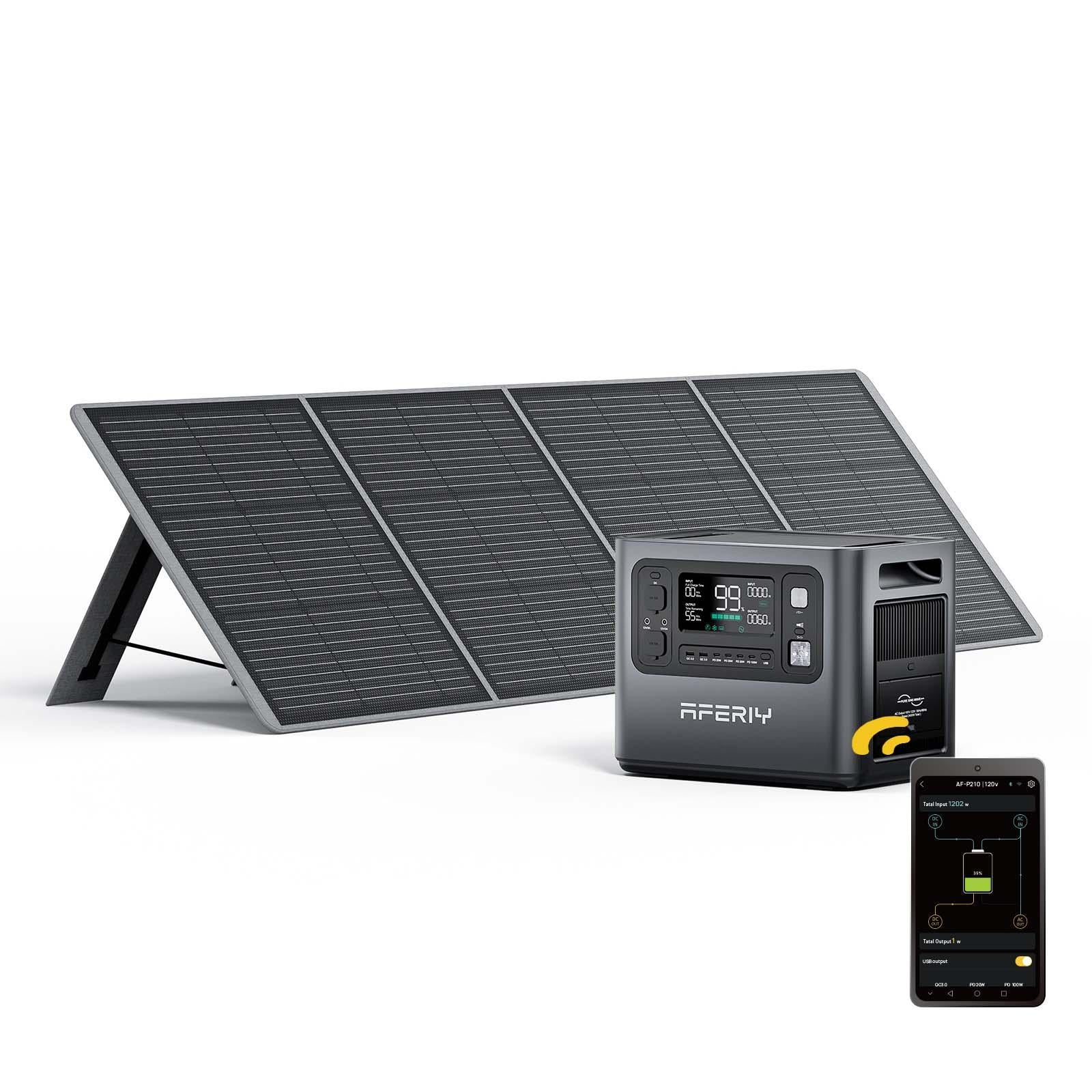 2400W 2048Wh LiFePO4 Portable Power Station with 1 x 200W Solar Panel, UK Plug, App Control & UPS for Camping & Home Backup