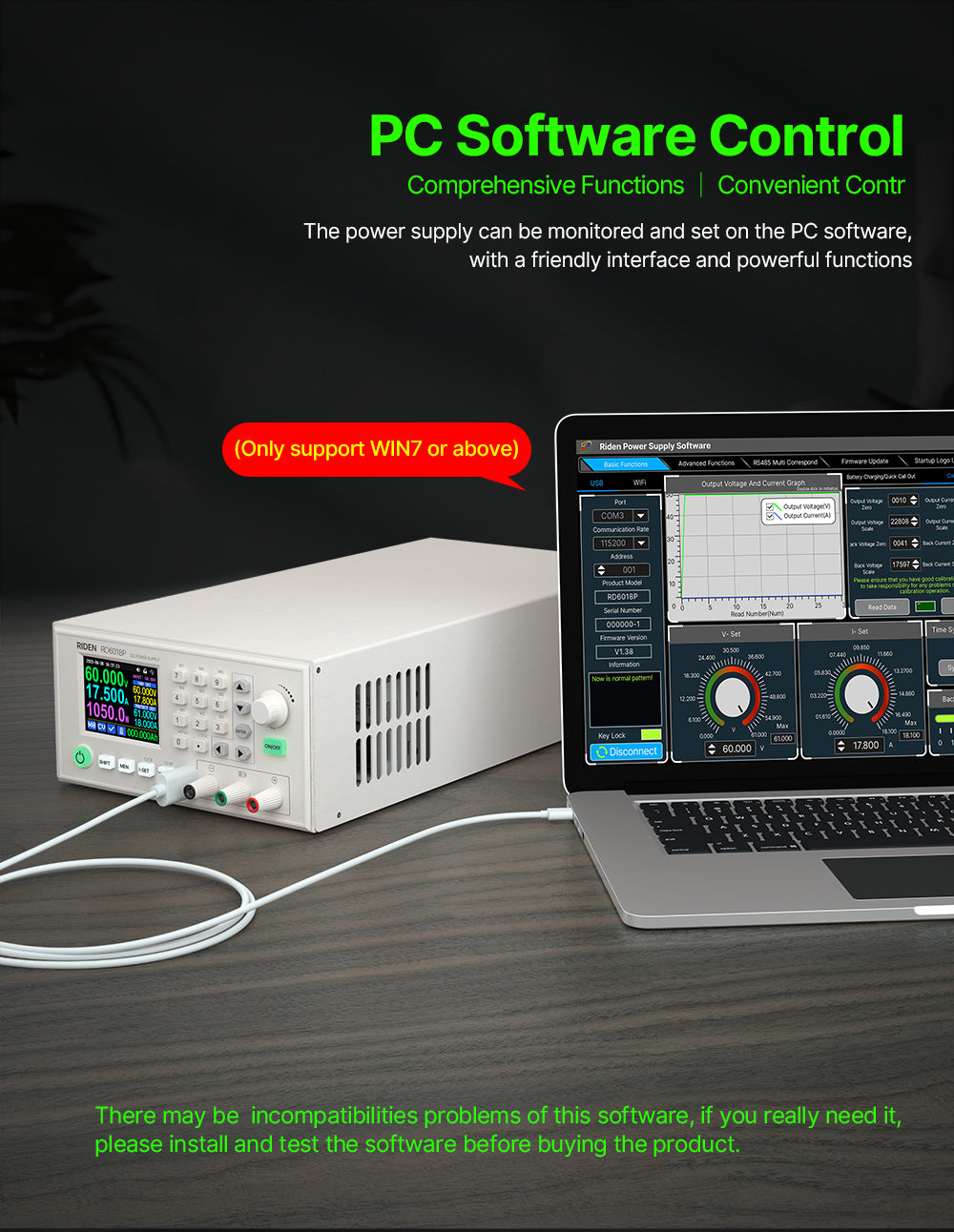 1080W Completed Set 60V 18A AC to DC Digital Adjustable Lab Bench Power Supply for Repair CNC Adjustable DC Regulated Power Supply