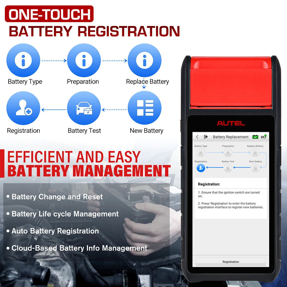 Car Battery Tester Scanner 12V 24V 100-3000 CCA Battery Analyzer All System Diagnostic Battery Registration Tool