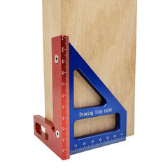 Aluminum Alloy 45/90 Degree Woodworking Square Protractor Miter Triangle Drawing Line Ruler Layout Height Gauge