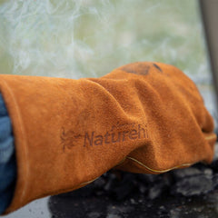 Flame Retardant Heat Insulation Gloves Leather High Temperature Outdoor Camping Picnic BBQ Gloves