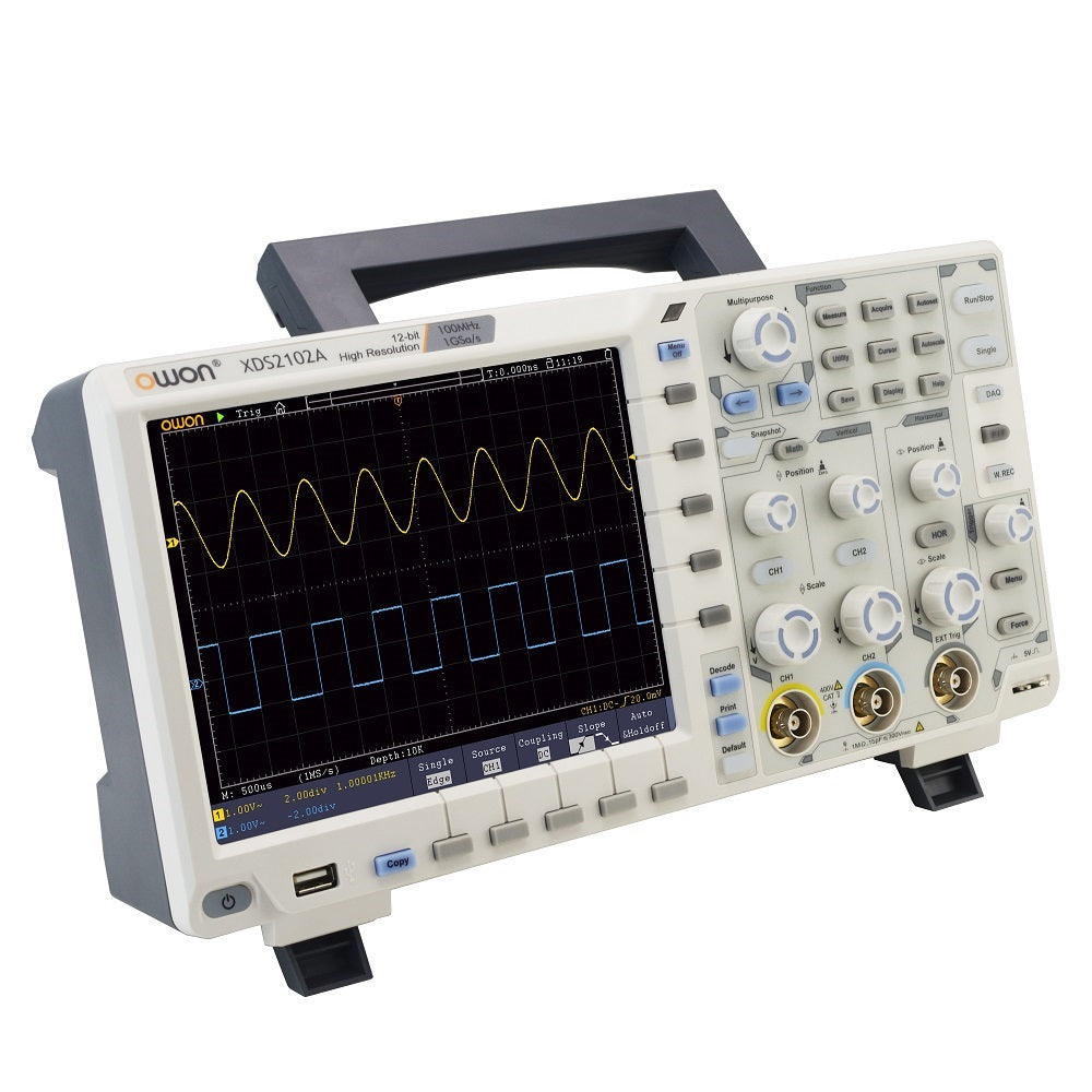 100MHz Digital Storage Oscilloscope, 2 Channels, 12-Bit Resolution, 1GS/s Sampling & 8-Inch LCD Display