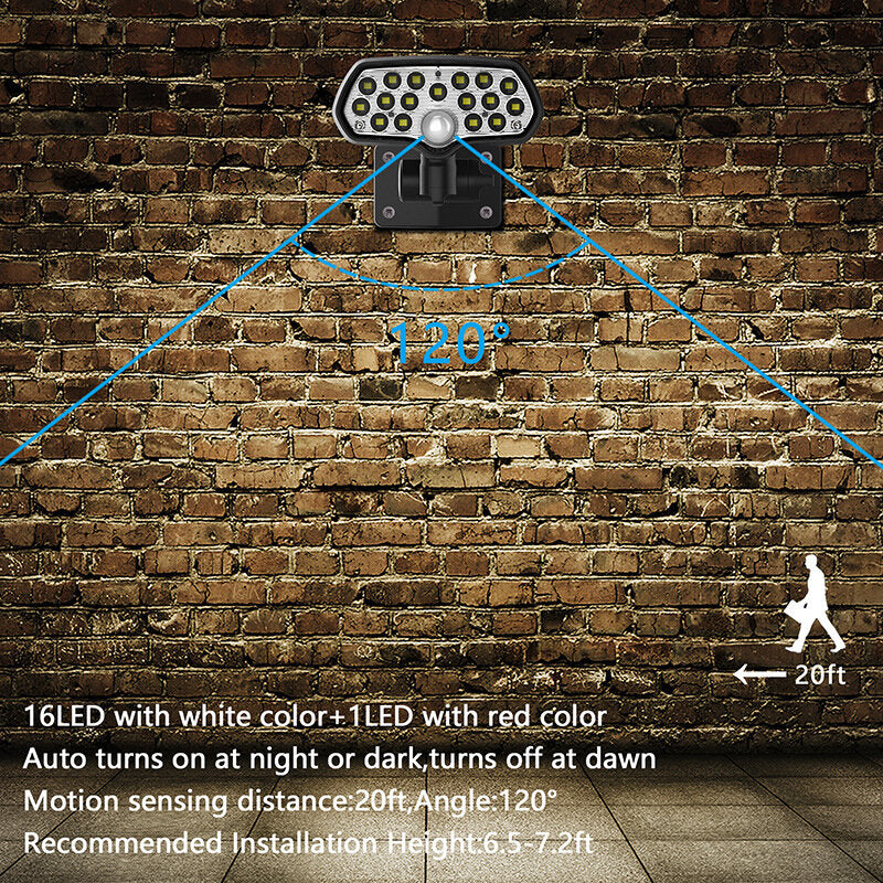30W 16LED Solar Panel Street Light PIR Motion Sensor 360 Diming Outdoor Wall Lamp for Garden Road Pathway
