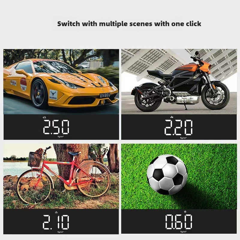 Bike Air Compressor Mini Electrical Air Pump with LED Lamp Power Bank Function Portable Wireless Tire Inflatable Pump Inflator