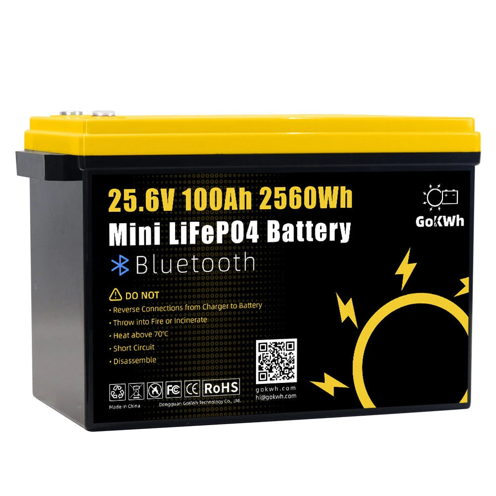 24V 100Ah LCD Energy Storage Box 2560Wh Solar Lithium Ion LiFePO4(LFP) Battery for RV Boat Home Energy Storage