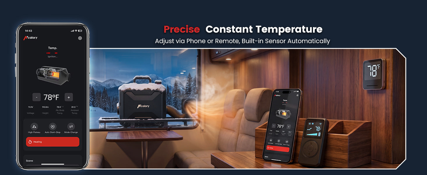 8KW 6L All-in-One Diesel Air Heater, App Control, Wireless Temperature Sensor & Auto Start/Stop for Car, Truck, RV & Camper