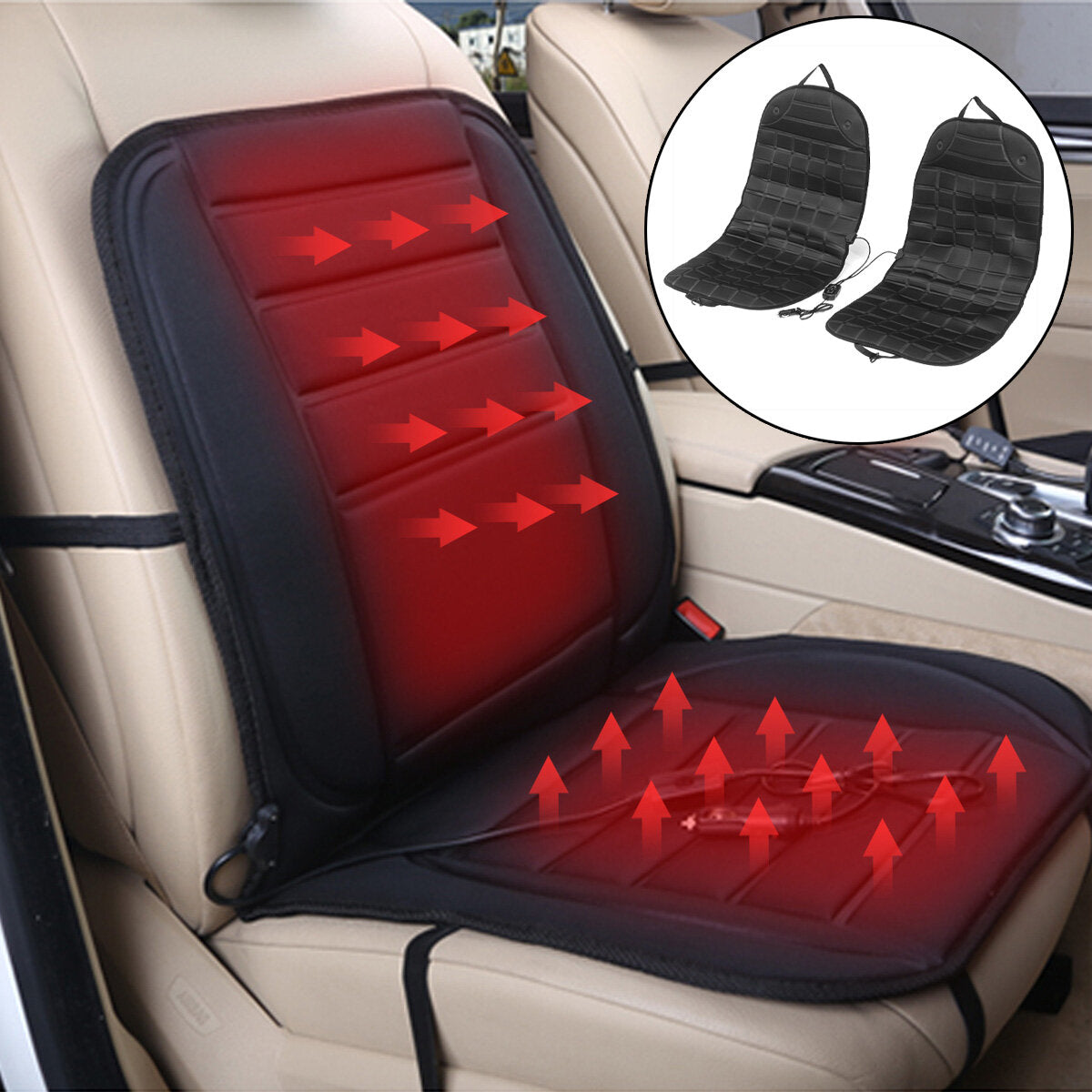 Thickening Heated Car Seat Heater Cushion Chair Heater Heating Mat 60C Warmer Cover Pad 96W 12V 2 PCS