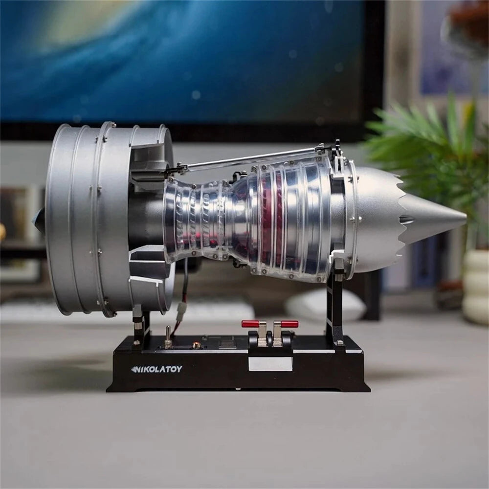 Turbofan Engine Model Assembly Kit with Built-in Battery Magnet Creative Desktop Ornaments Physics Experiment Science Education Toys