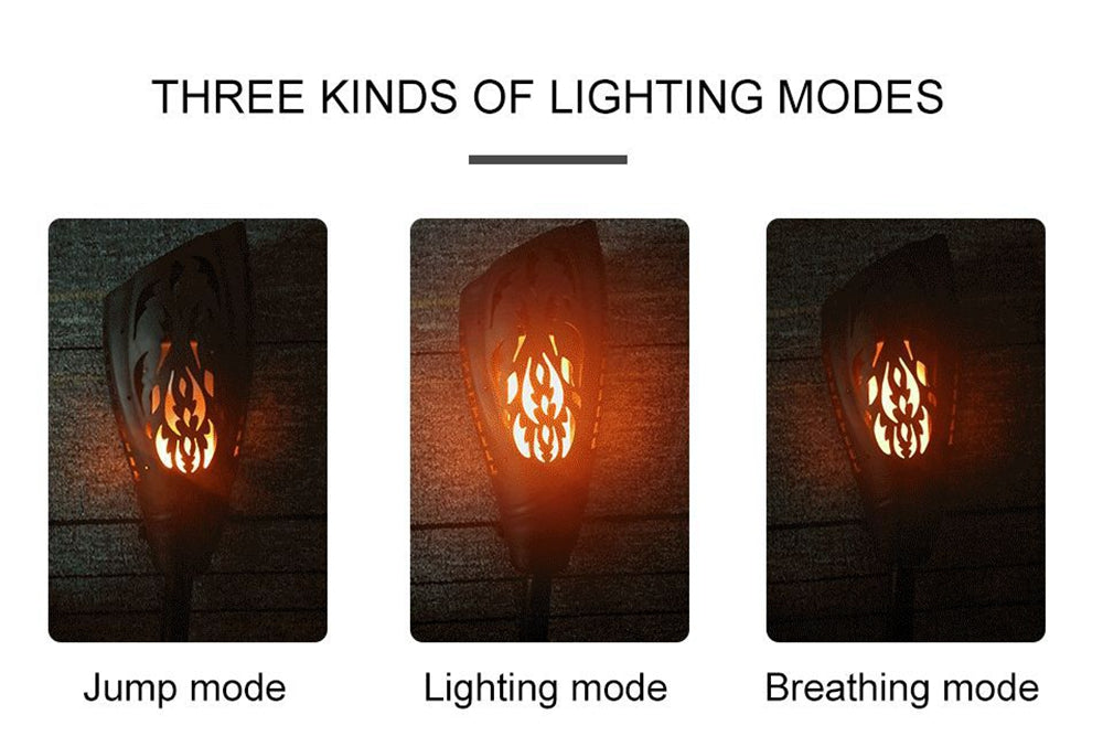Solar 5W LED Warm White Flame Light Waterproof For Outdoor Garden Path Lawn Wall Landscape Lamp