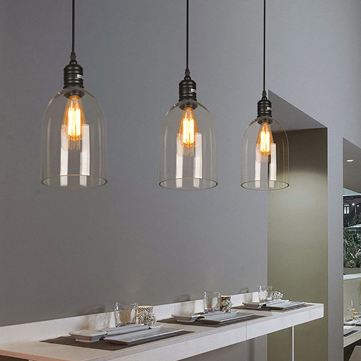 16x33cm Modern Ceiling Light LED Pendant Lamp Glass Dining Room Chandelier Fixtures