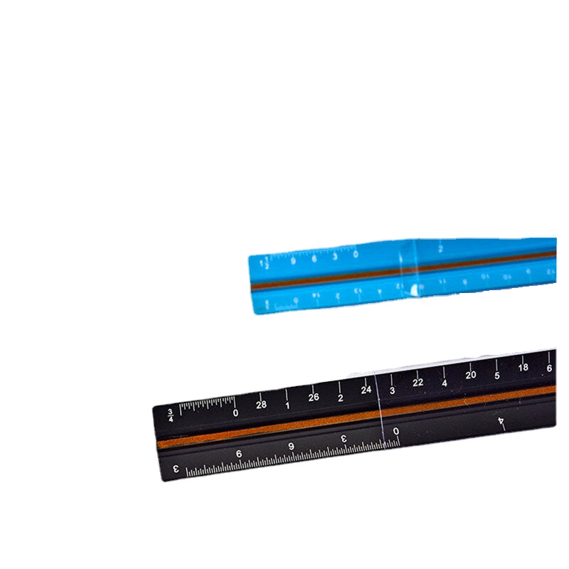 Aluminum Alloy Three Edged Ruler Laser Engraving Drawing Ruler Architectural Design Decoration Inch Centimeter Scale