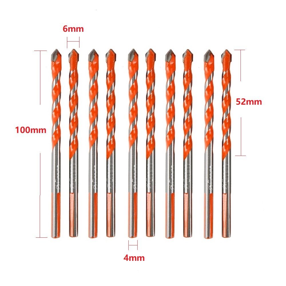 10Pcs 6/8mm Triangular Overlord Drill Metal Perforated Triangle Drill For Ceramic Tile And Glass Concrete Wall