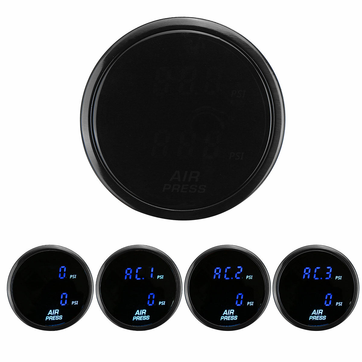 2" 52mm LED Dual Digital Air Pressure Gauge PSI Air Suspension Meter with Sensors