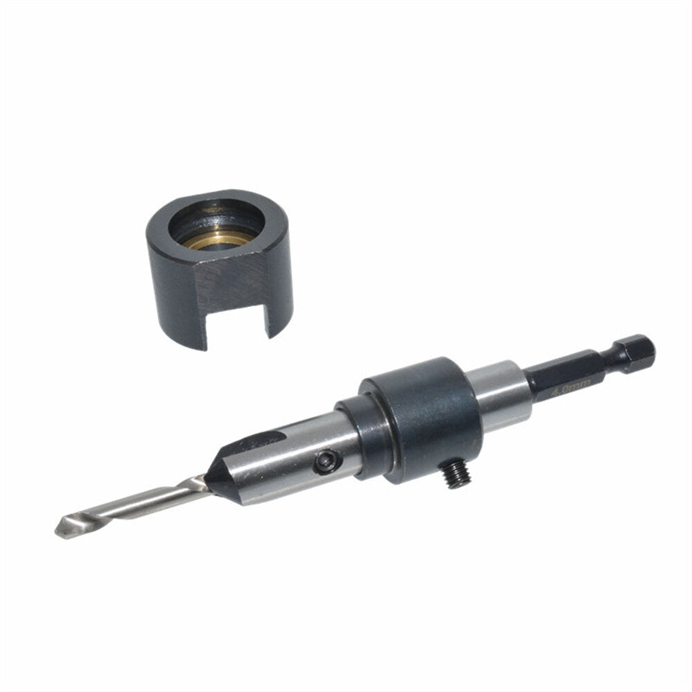 4mm/5mm Countersink Bit Set for Woodworking - Hex Shank Drill Bits with Adjustable Depth & Chamfering Function
