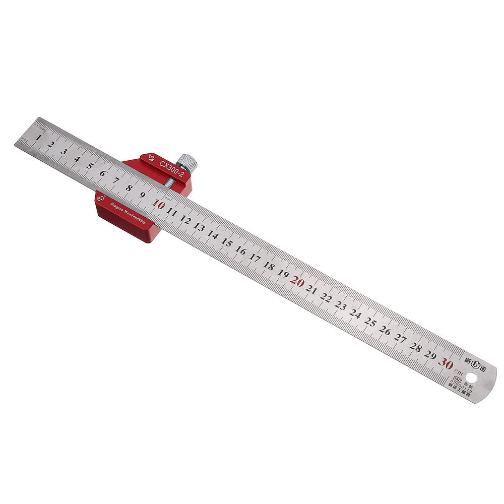 Adjustable 45/90 Degree Line Scribe Ruler - 300mm Stainless Steel & Aluminum Marking Tool for Woodworking