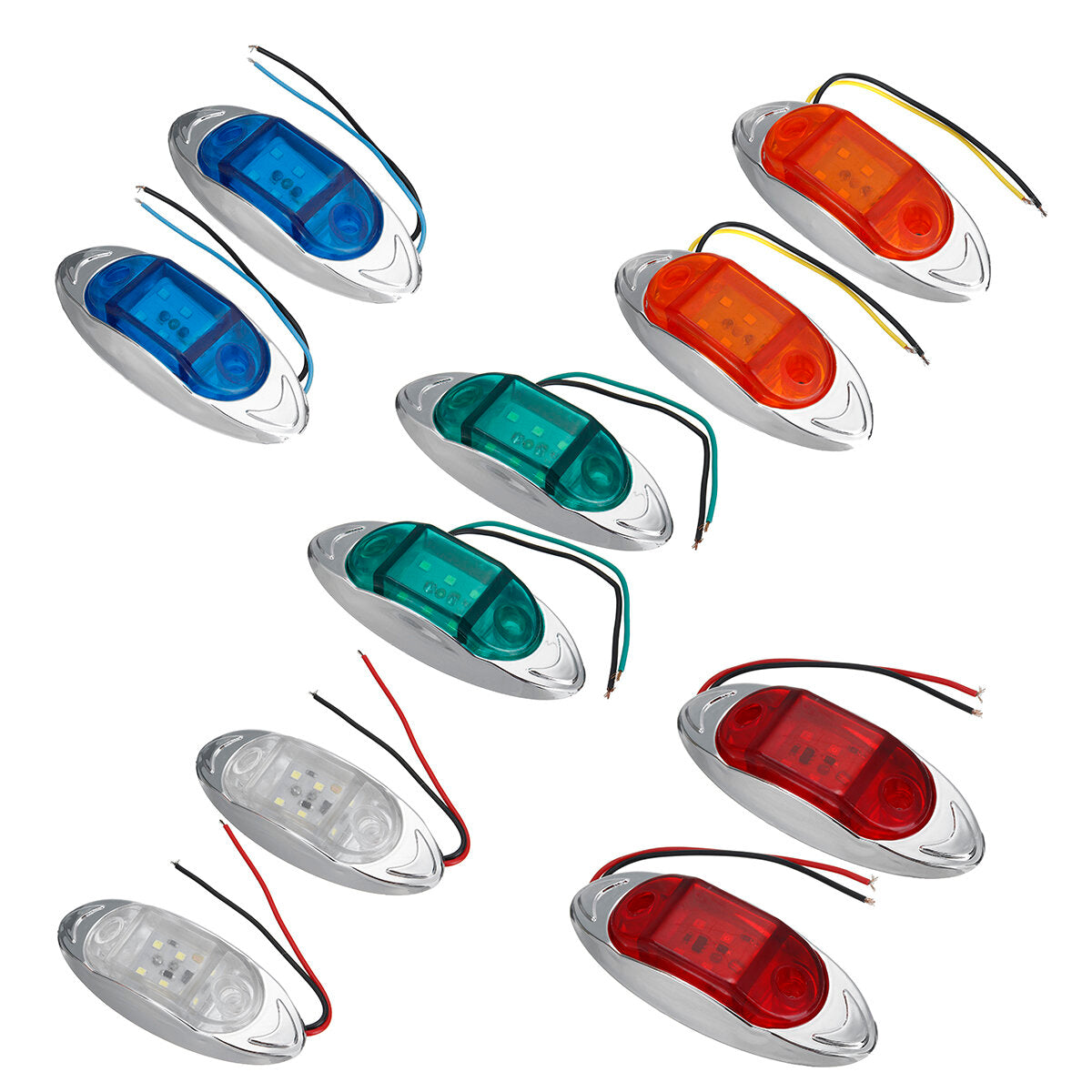 2PCS 24V 6LED Side Marker Lights Indicator Car Trailer Truck Lorry Van Lamp
