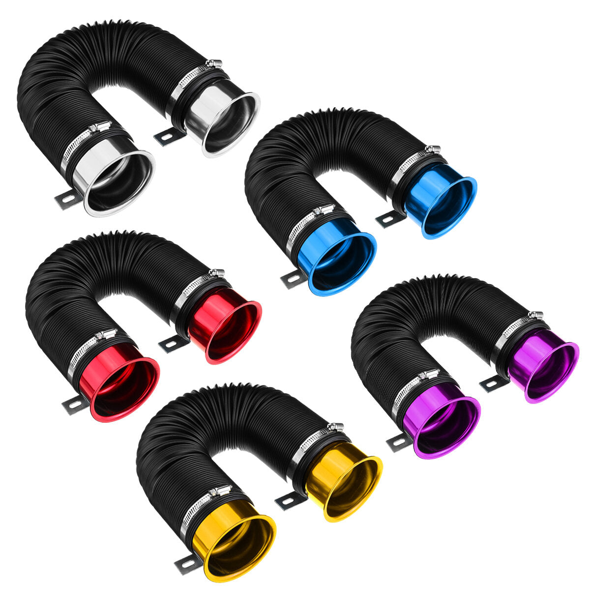 76mm 1M Car Air Intake Cold Pipe Flexible Duct Feed Hose Induction Kit Filter UK