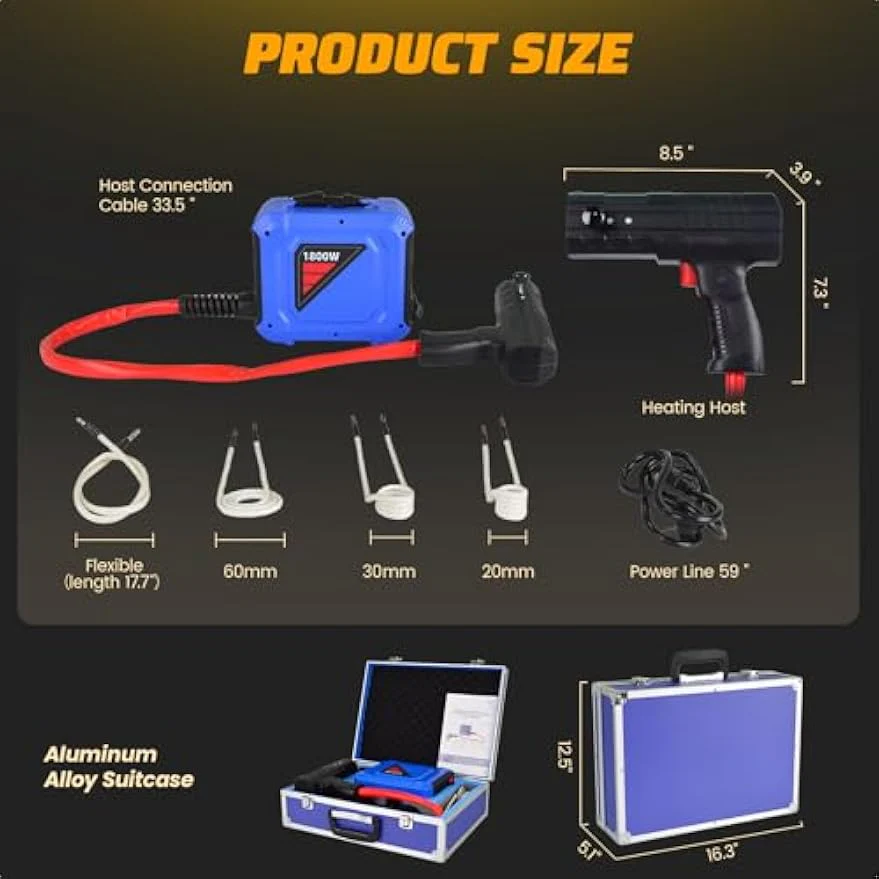 Greenzach MagHeat™ Pro 1800W Magnetic Induction Heater Kit | Flameless Rusted Bolt Remover | Heavy Duty Tool