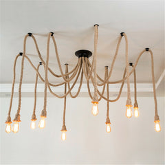 1.5M Industrial Hemp Rope Chandelier Ceiling Pendant Light E27 Lamp holder Light Fixture AC110-220V
