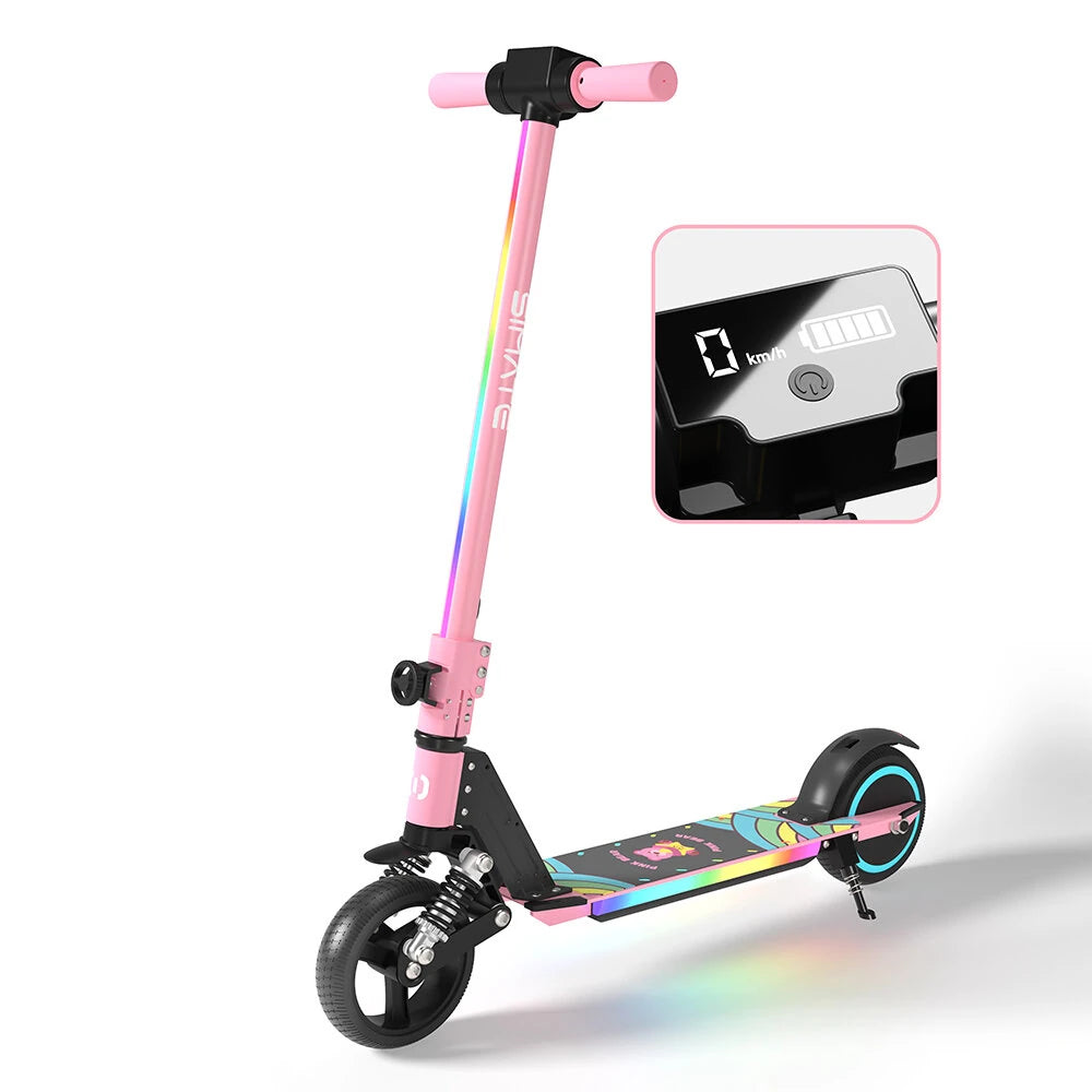 Kids Electric Scooter, 21.6V 2.5Ah, 130W Motor, Max Speed 14KM/H, 6.5in Folding Electric Scooter, 5-8KM Range, Max Load 70Kg Children Electric Scooter