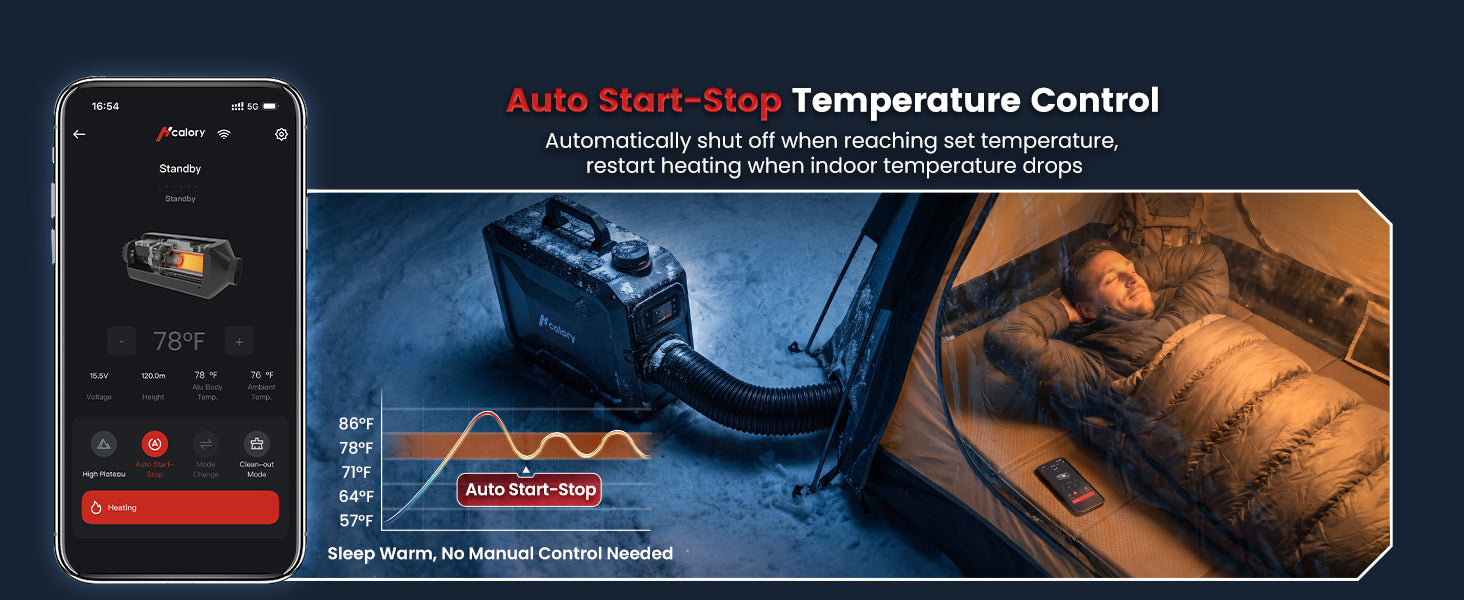 8KW 6L All-in-One Diesel Air Heater, App Control, Wireless Temperature Sensor & Auto Start/Stop for Car, Truck, RV & Camper