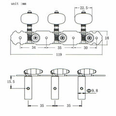 2Pcs Acoustic Classical Guitar Tuning Pegs Machine Heads Tuners Guitar Parts Black