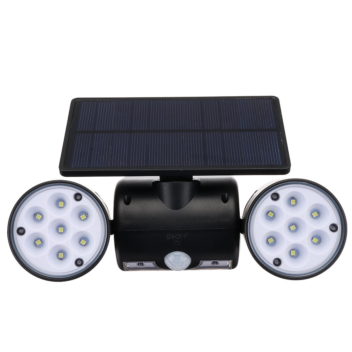 30LED Solar Power PIR Motion Sensor Wall Light Adjustable Dual Head Outdoor Spot Lamp