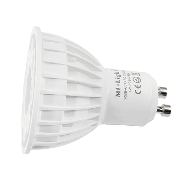 Dimmable GU10 4W Mi Light 2.4G Wireless RGBCCT LED Spot Lightt Lamp Bulb AC86-265V