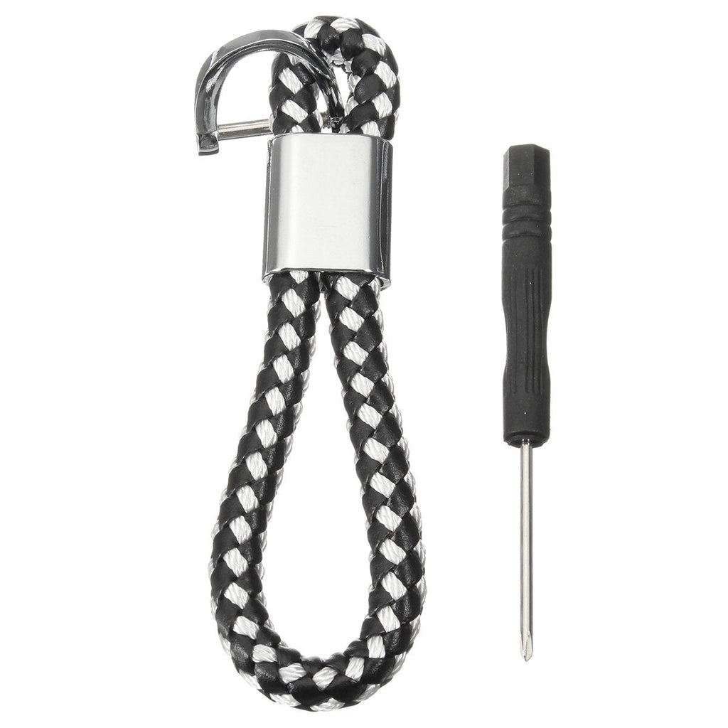 PU Leather Braided Strap Key Chain Stainless Key ring 7 Different Colors