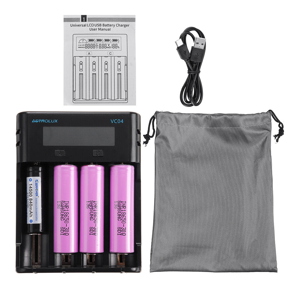 Micro Type-C 2A Quick Charge Li-ion Ni-MH Battery Charger Current Optional USB Charger For 18650 26650 21700 AA AAA Battery