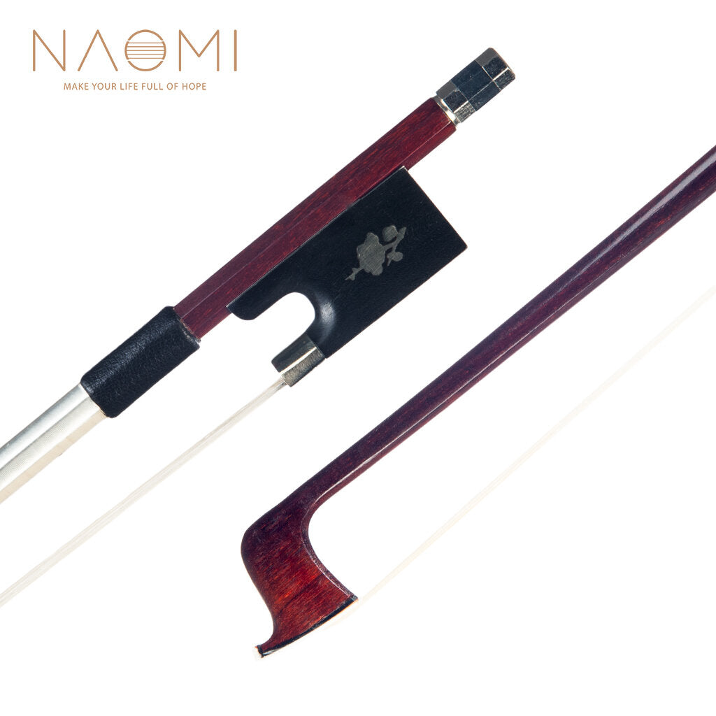 4/4 Violin Bow Brazilwood Bow Octagonal Stick Sheepskin Grip White Horsehair Ebony Frog