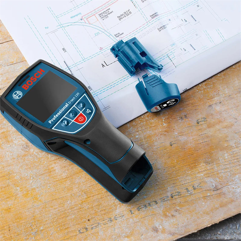 Professional D-TECT120 Wall Scanner Radar Technology Metal/Cable/Wood/Water Pipe/Wire High-precision Wall Gold plumb Dual Power Source Waterproof Construction Tool