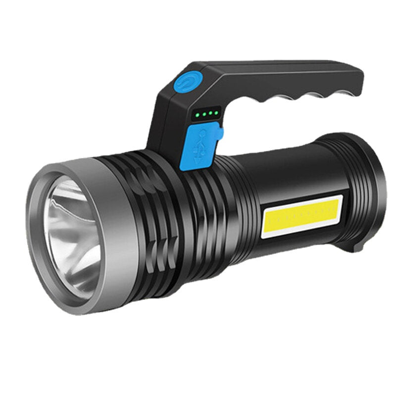 2PCS P500 Double Light 500m Long Range Strong Flashlight with COB Sidelight USB Rechargeable Powerful Handheld Spotlight LED Searchlight