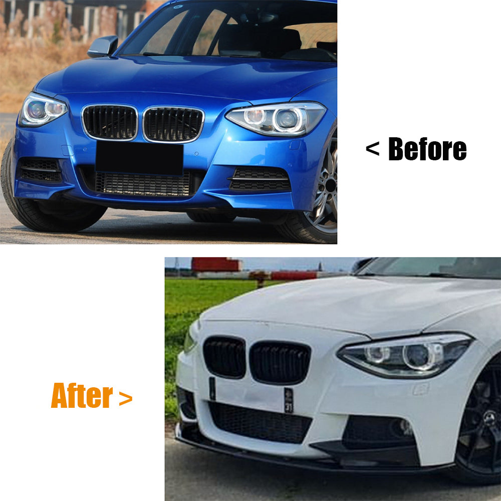 Car Front Bumper Lip Spoiler Splitter Glossy Black for BMW 1 Series F20 F21 Early M-Sport 2012-2014