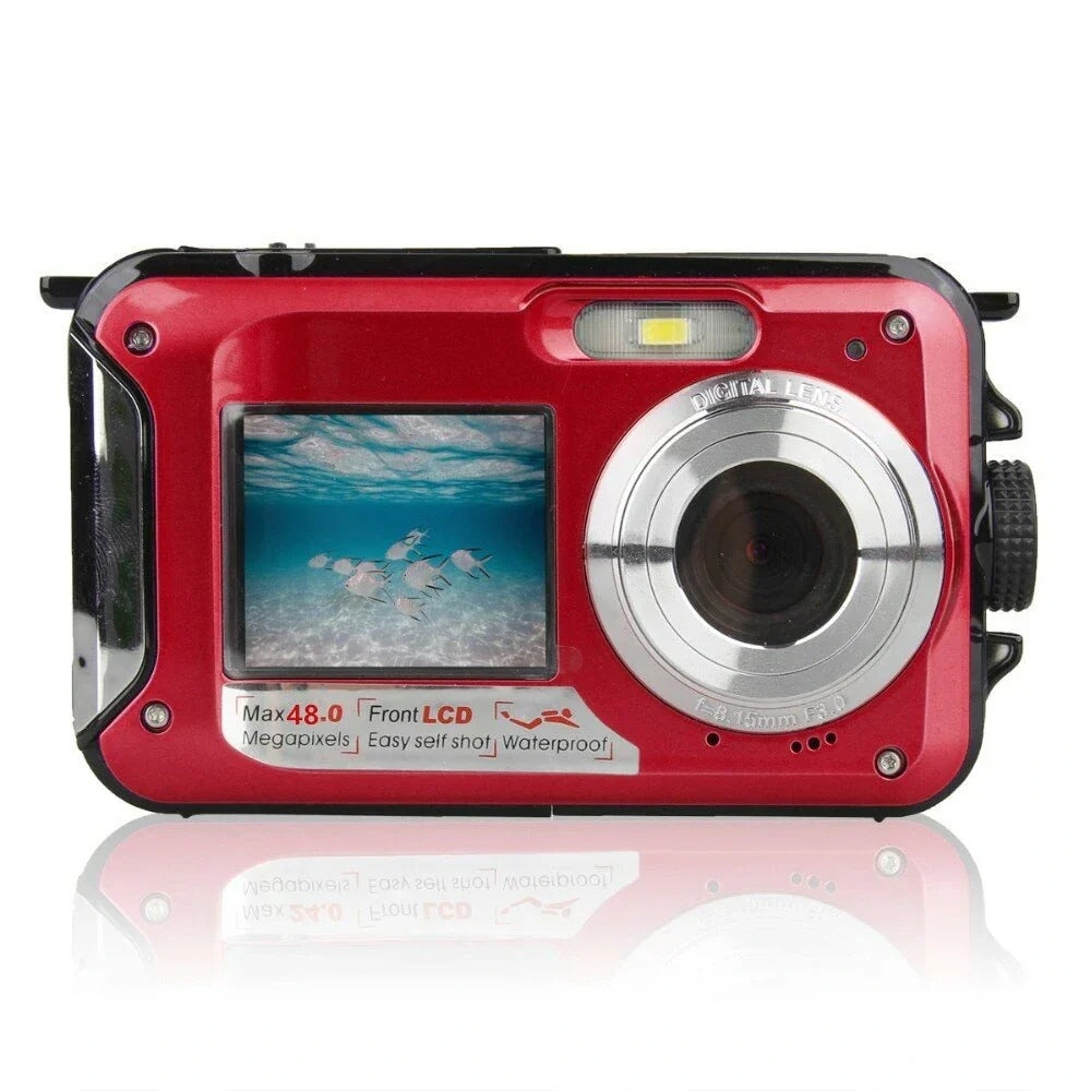 HD368 2.7K 48MP Full HD Underwater Digital Camera 10FT Waterproof Dual Screen 16X Digital Zoom for Snorkelling Swimming