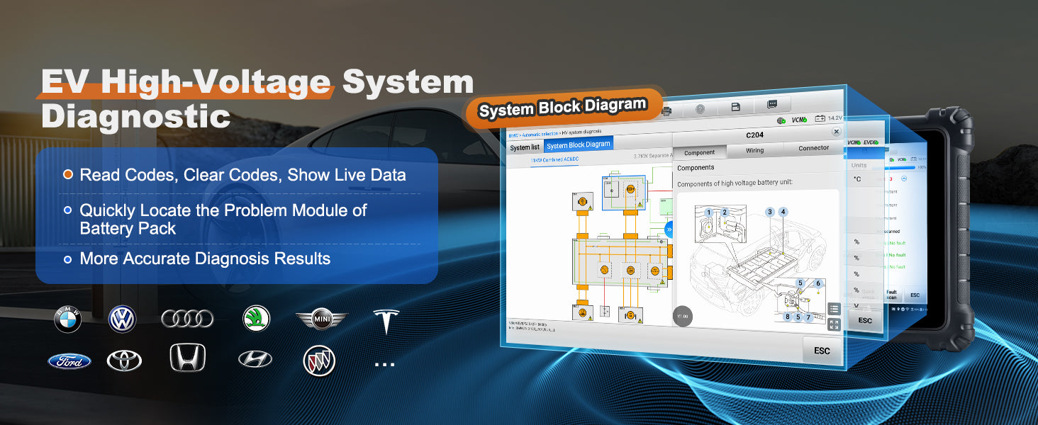 Ultra EV Advanced Diagnostics Tool High Voltage System Battery Pack Analysis Online ECU Programming Coding 5-in-1 VCMI RP1210 J2534 CAN FD