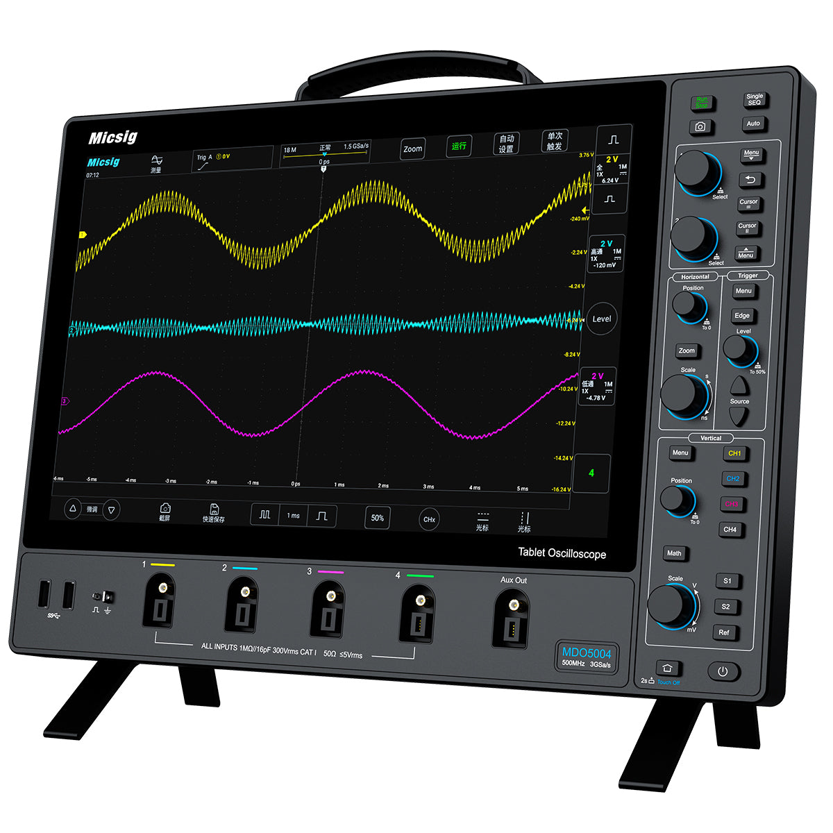MDO5004/MDO3504/MDO2504 Digital Oscilloscope, Up to 500MHz, 4 Channels, 3GSa/s, 360Mpts Memory & 14-Inch Touchscreen